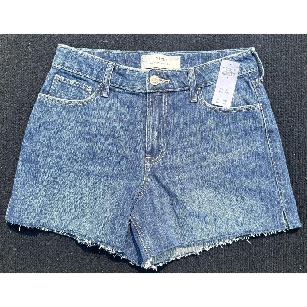 Hollister Denim Shorts Womens 4 Blue High Rise 5" Relaxed Cutoff Frayed 349-477